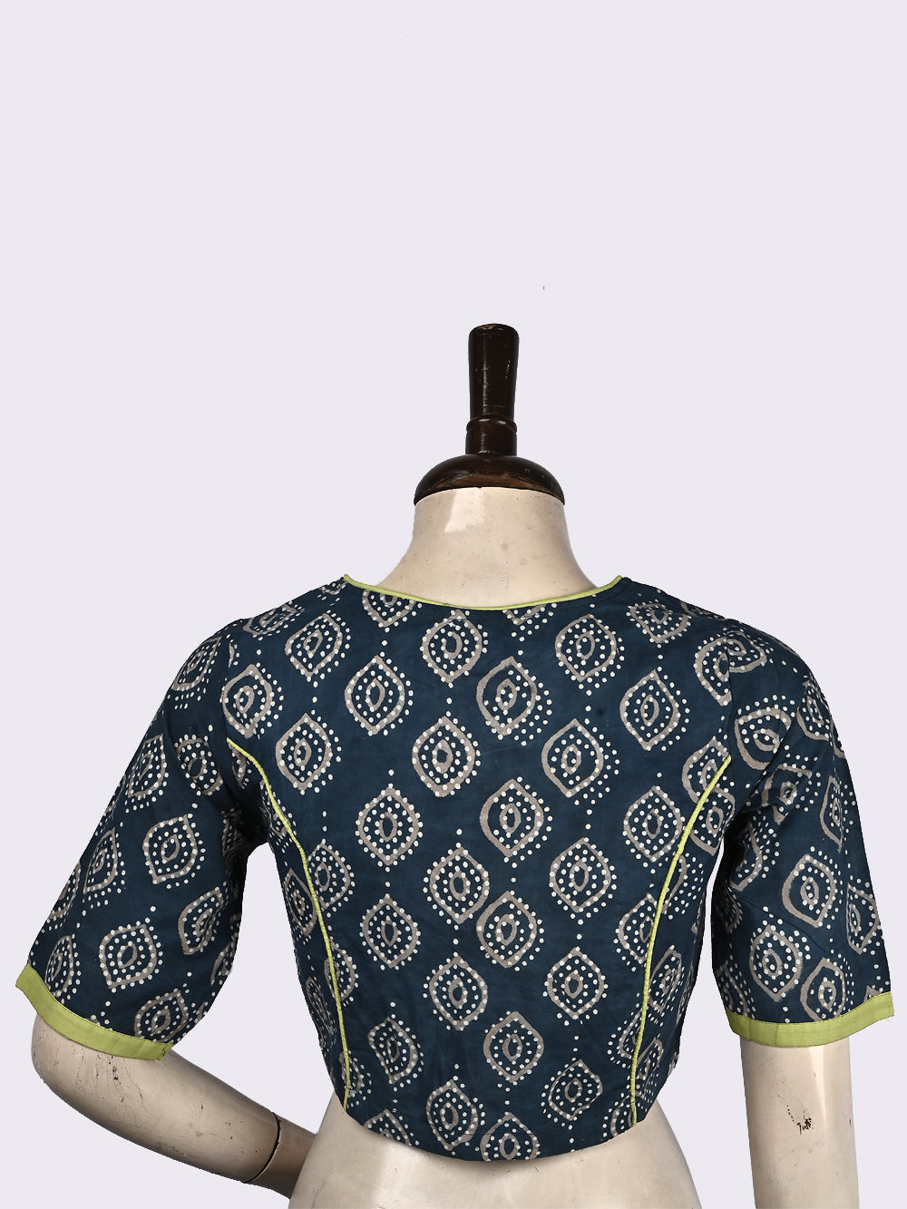 Indigo Teesri Aankh Princess line Hand Block Printed Cotton Blouse