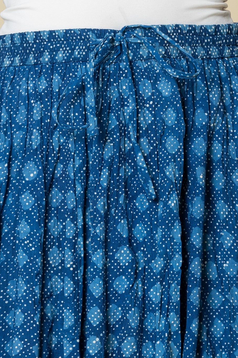 Daboo Indigo Bindu Crinkled Cotton 28 Kali Kalidaar Skirt