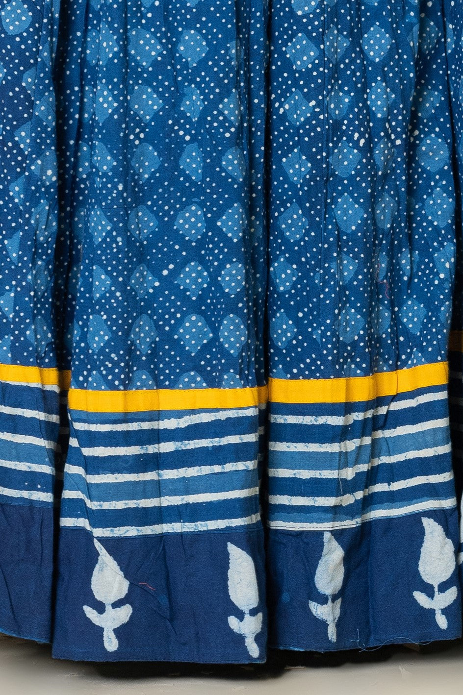 Daboo Indigo Bindu Crinkled Cotton 28 Kali Kalidaar Skirt