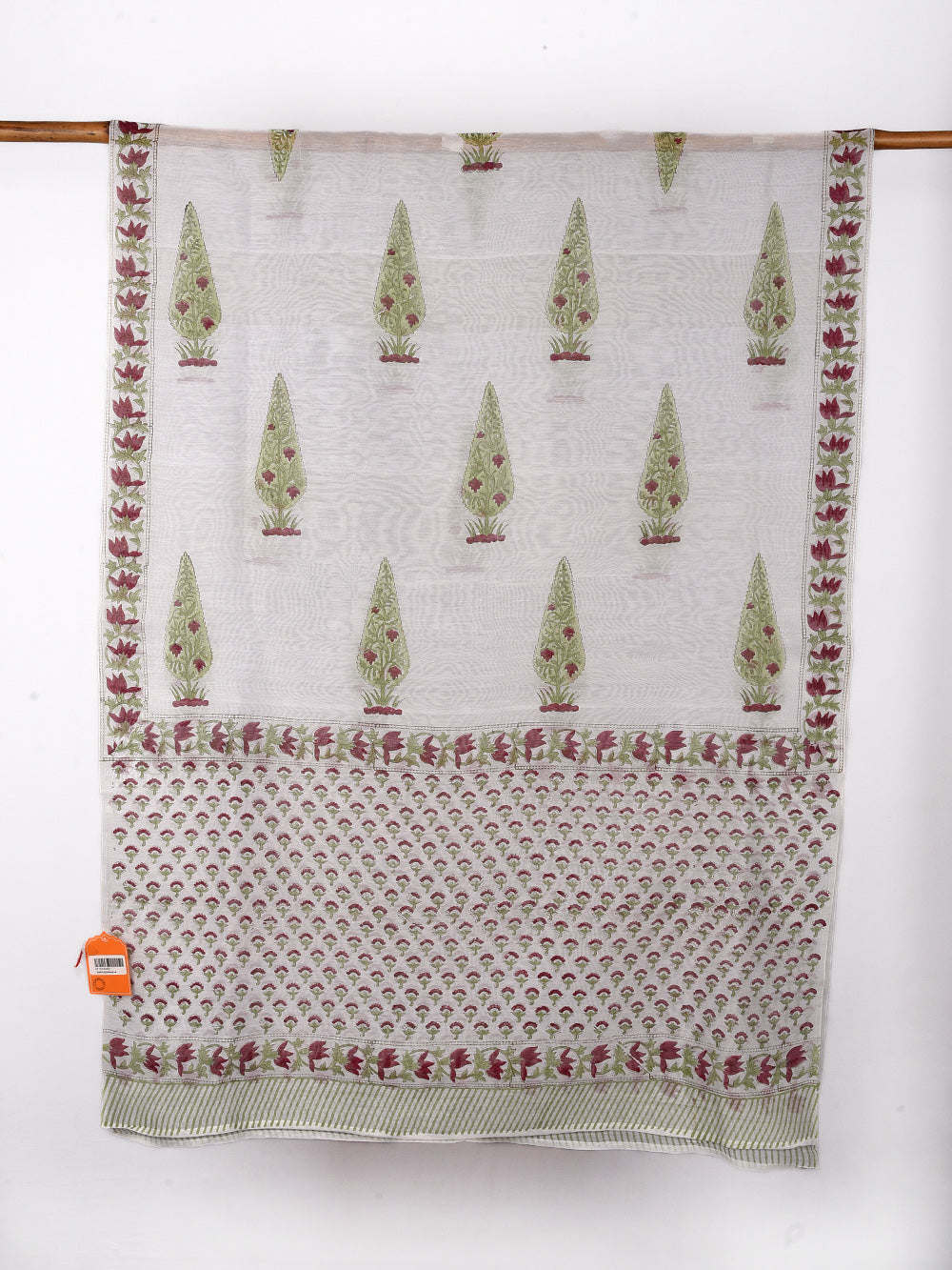Tree of Life Hand Block Printed Silk Cotton Chanderi Dupatta