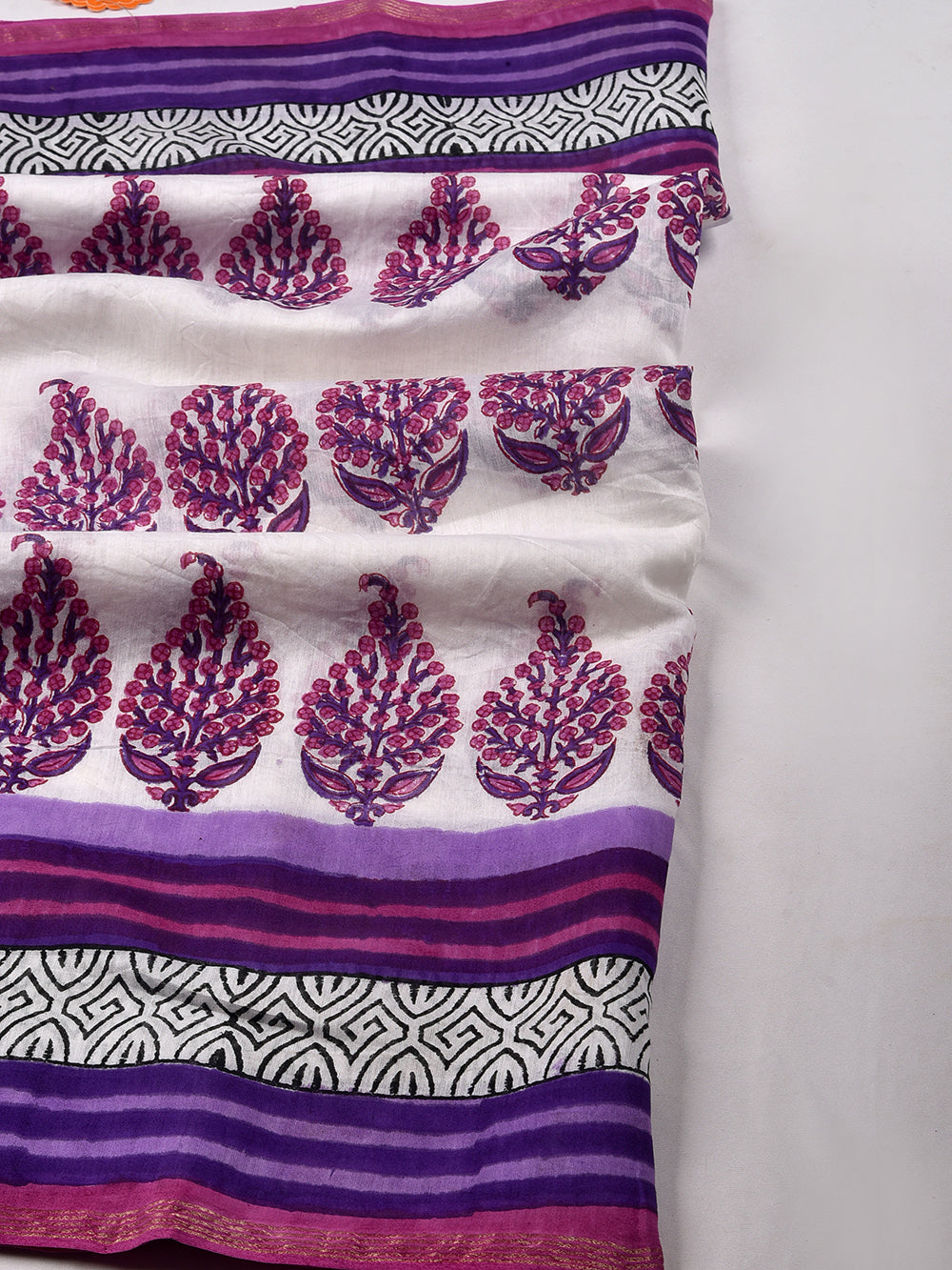 Royal Mughal Boota Hand Block Printed Silk Cotton Chanderi Dupatta