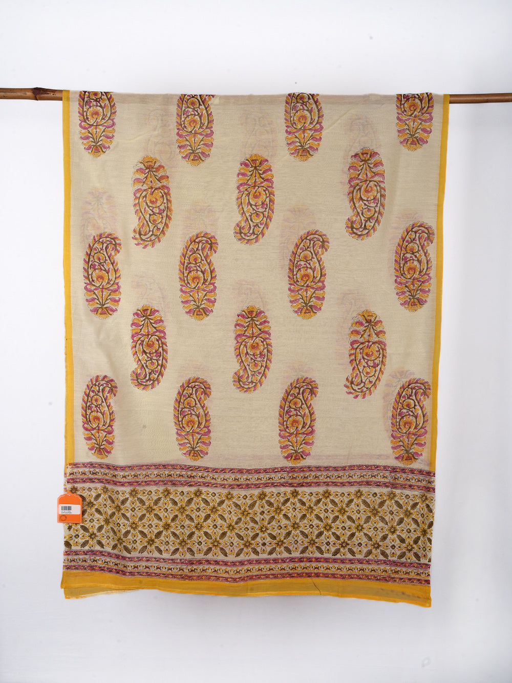 Kairi Hand Block Printed Mono Cotton Chanderi Dupatta