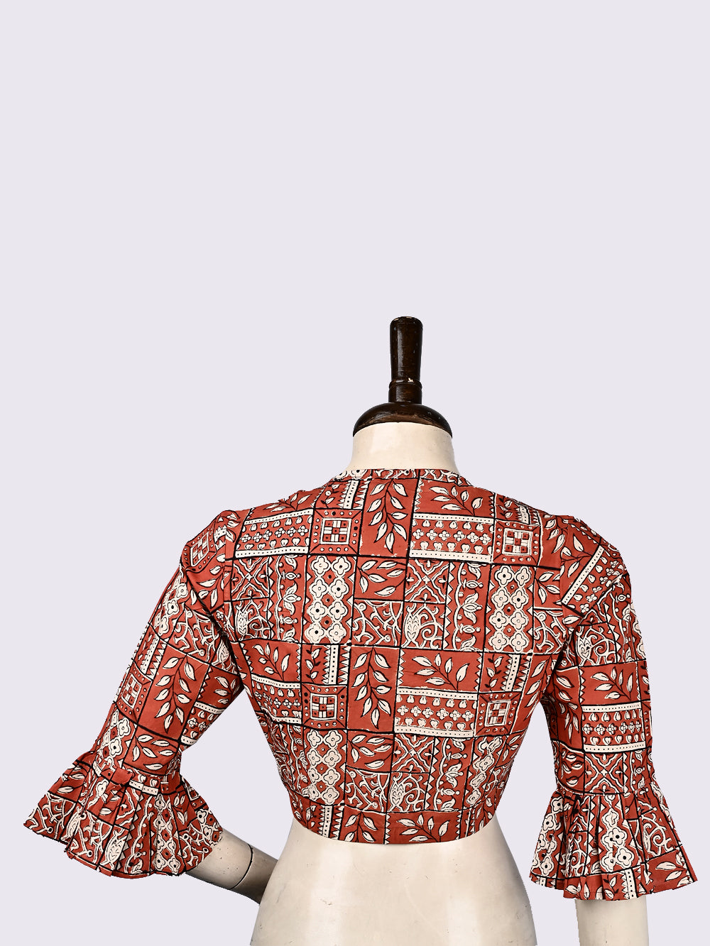 Kalamkari Bagru Red Hand Block Printed Cotton Blouse