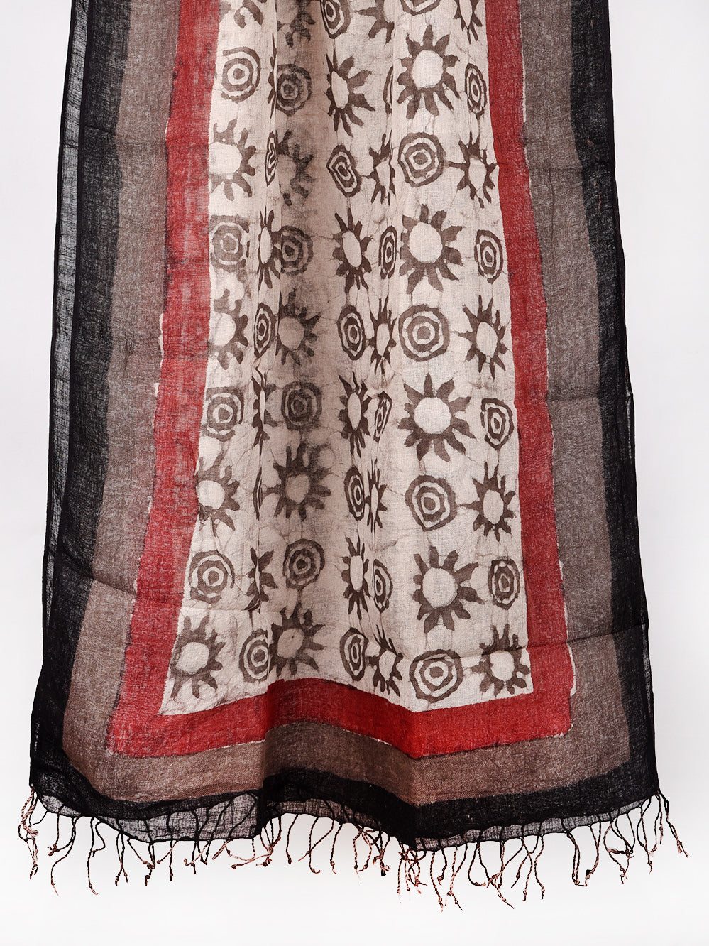 Bagru Daboo Chand aur Suraj Hand Printed Pure Linen Dupatta