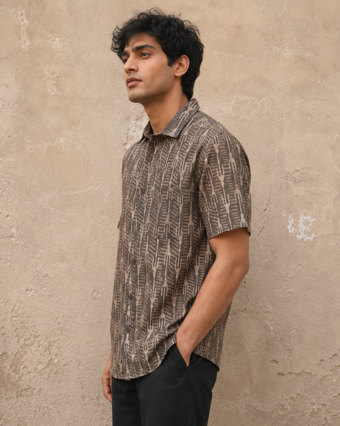 Daboo Kasis Linear Cotton Mens Half Sleeve Shirts