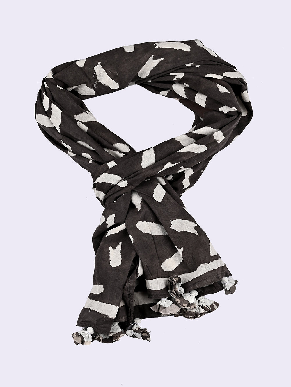 Kasis Abstract Cotton Voile Block Printed Stole