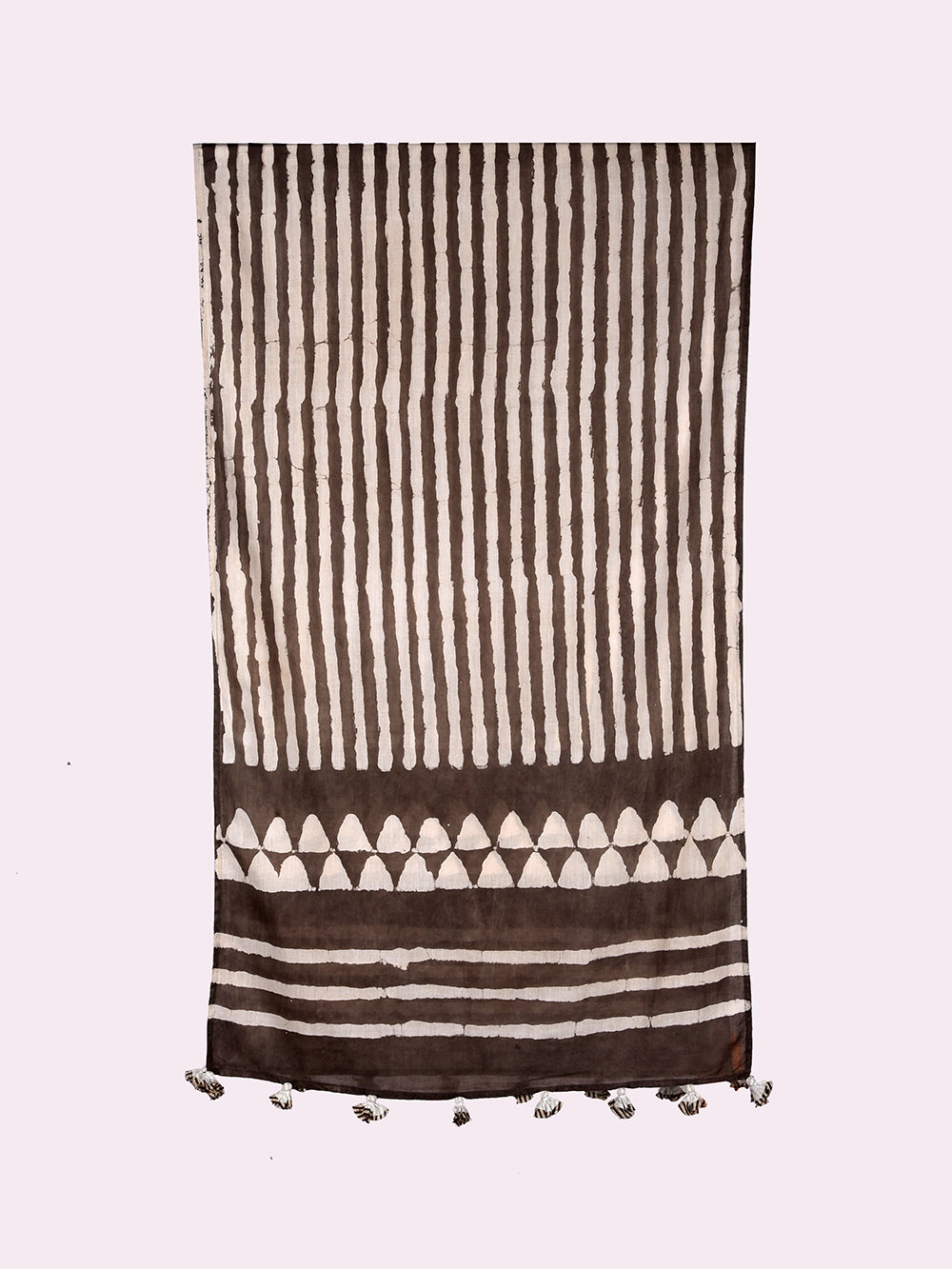 Kasis Stripes Cotton Voile Block Printed Stole