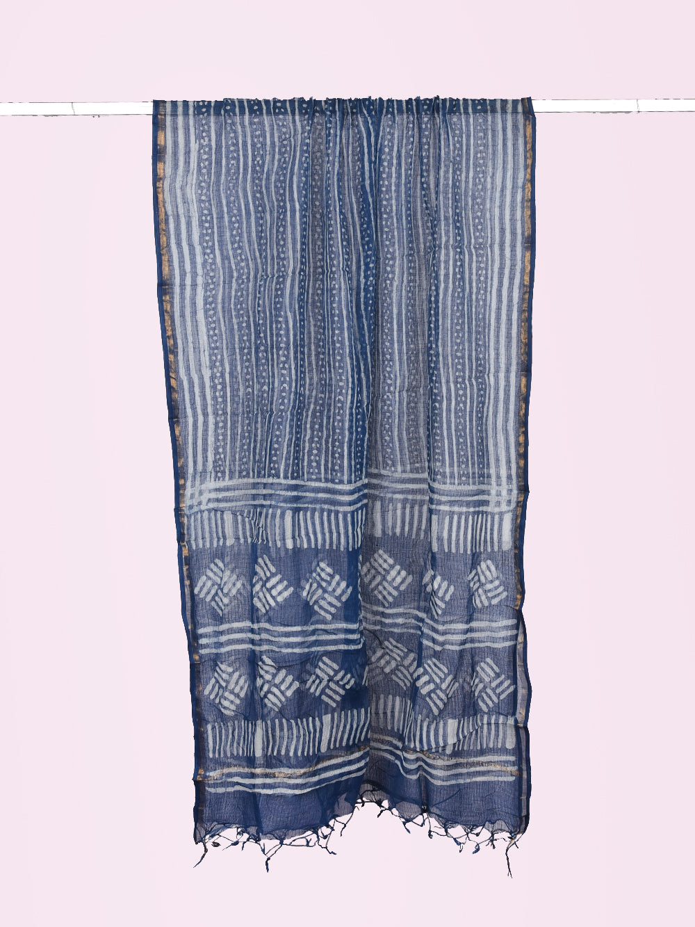 Natural Dark Green Hand Block Printed Dotted Geometric Pattern Kota ...