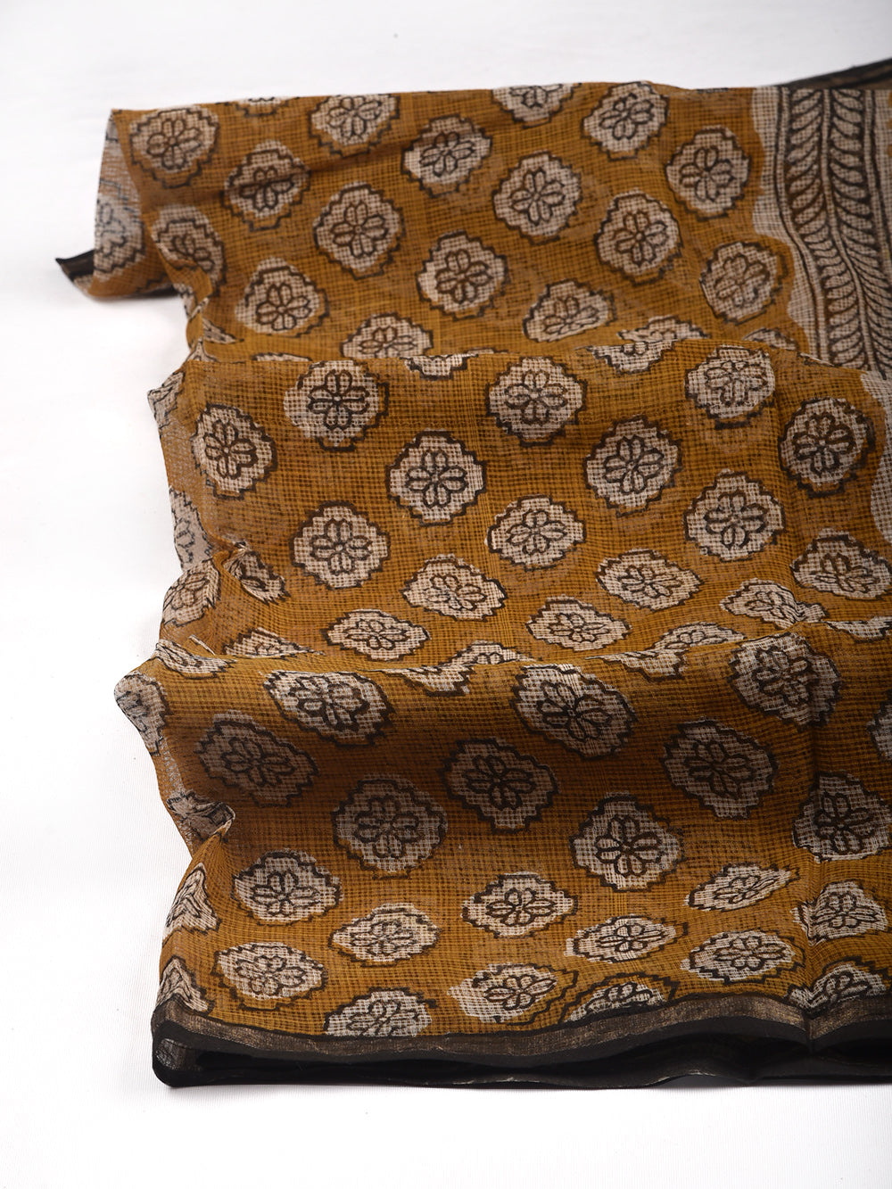 Bagru Harsingar Phool Hand Block Printed Pattern Kota Doria Dupatta