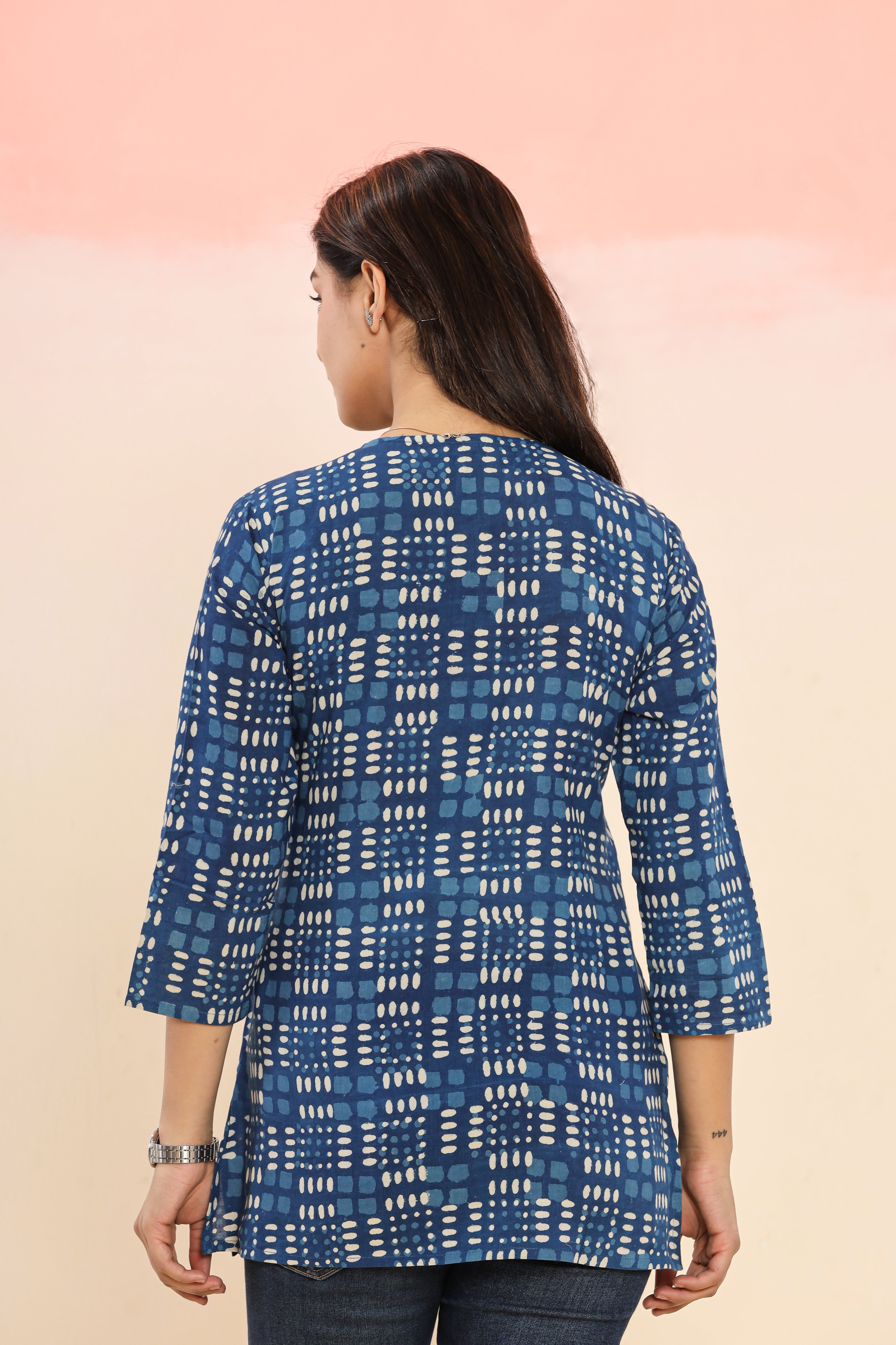 Indigo Crossroads Lounge Womens Hand Block Printed Tops