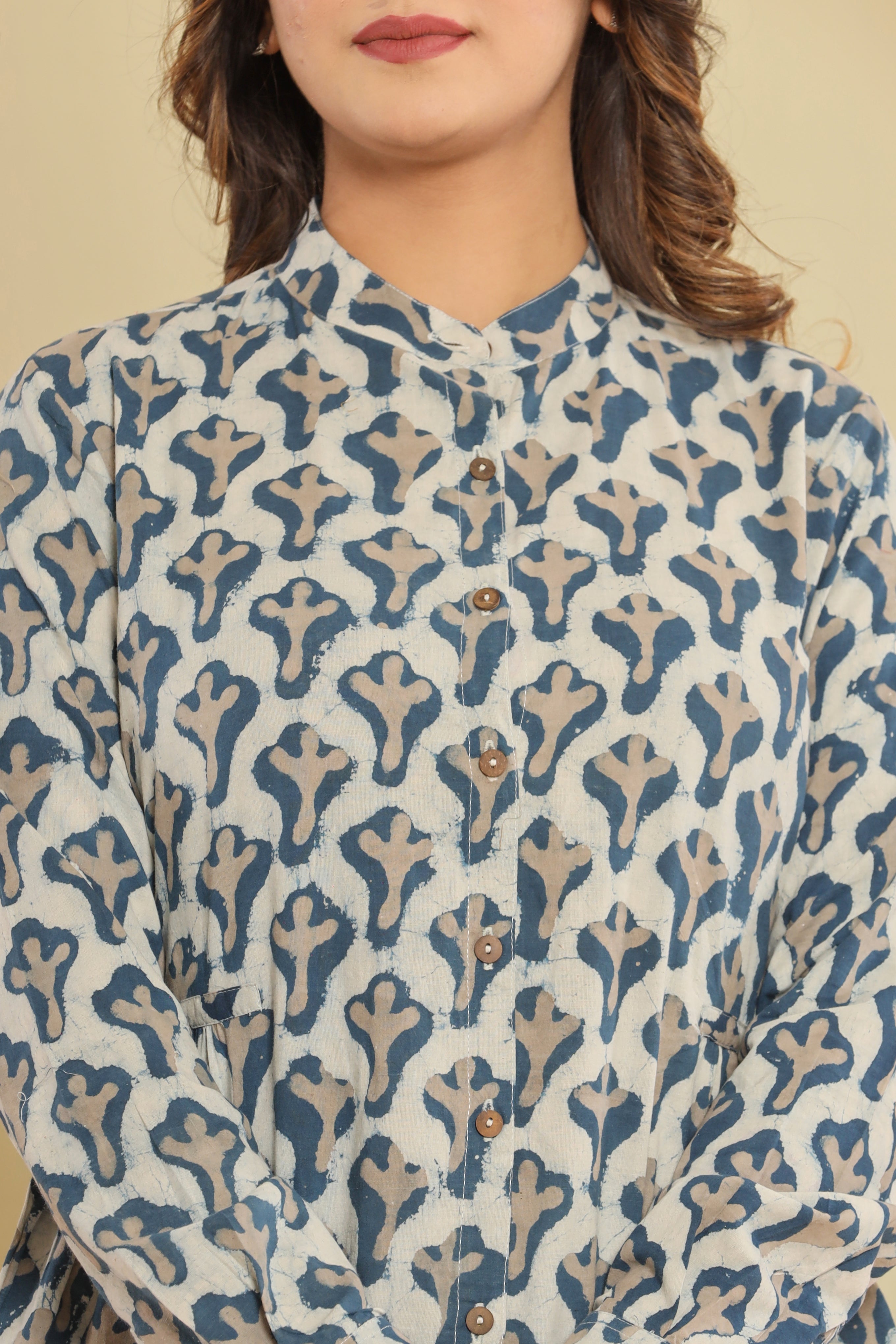 Indigo Bird Feet Womens Hand Block Printed Shirt Tops