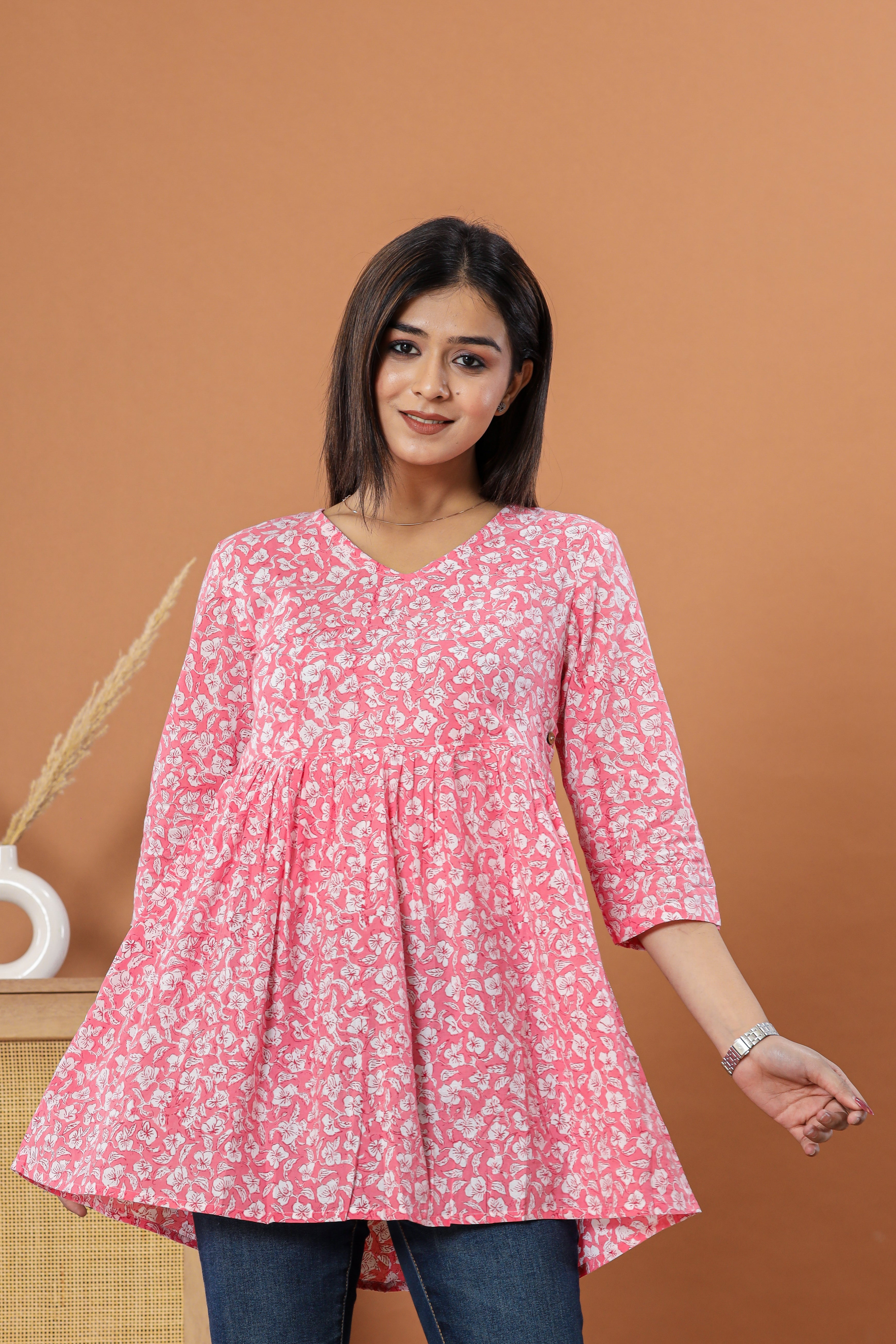 Gulab Baag Flared Womens Hand Block Printed Tops