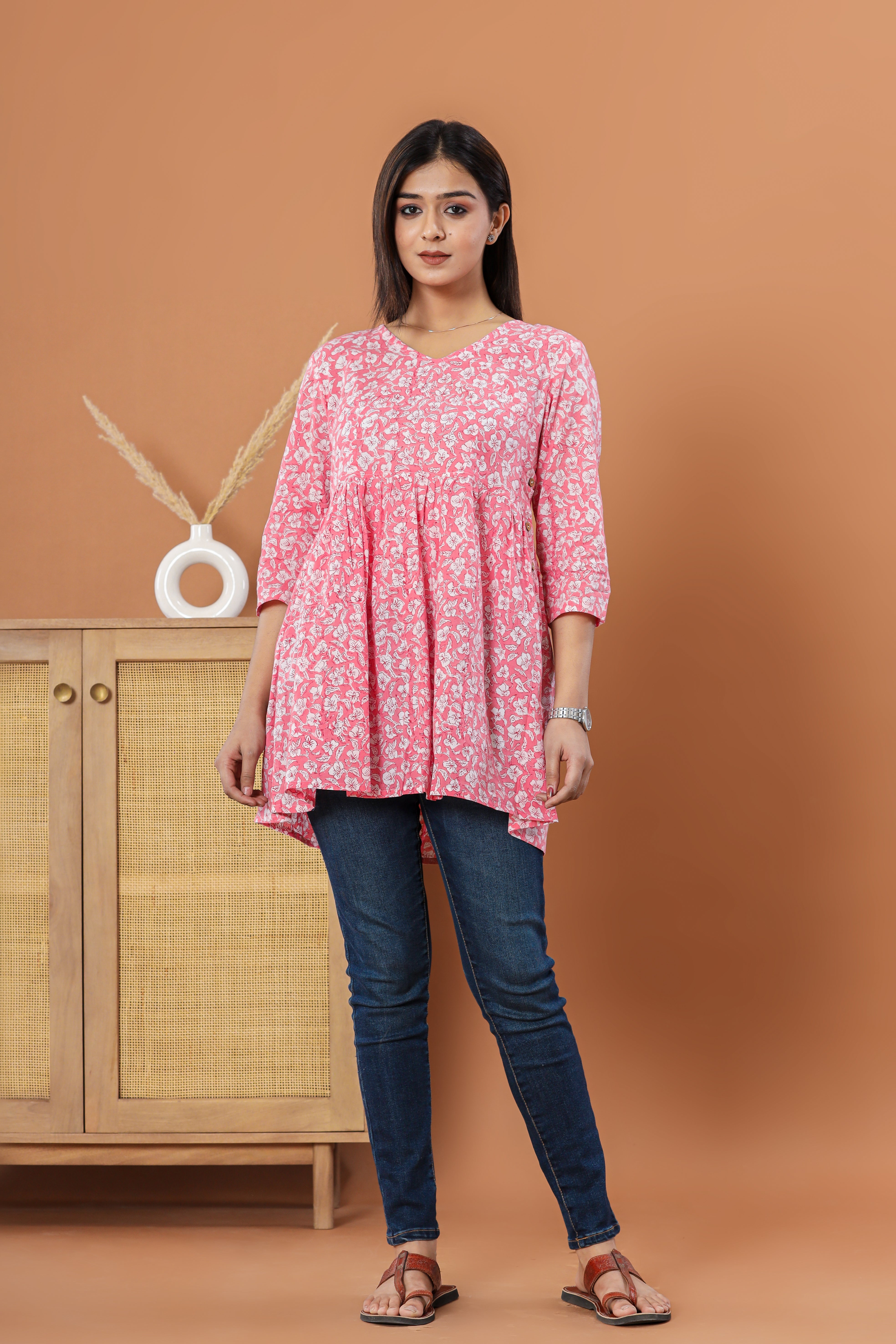 Gulab Baag Flared Womens Hand Block Printed Tops