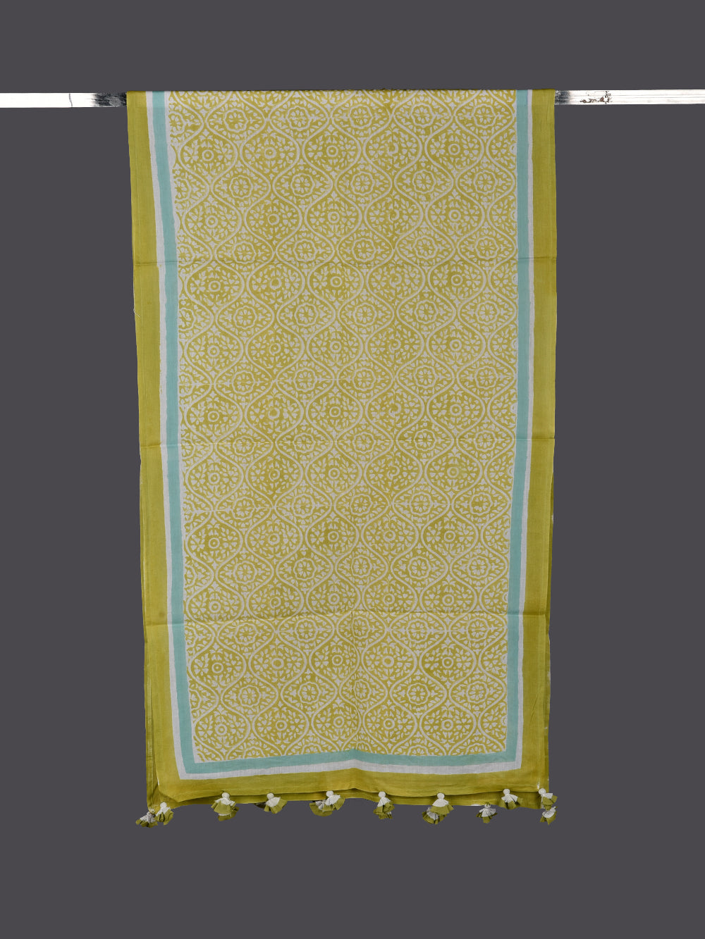 Green Sanganeri Naina Cotton Voile Block Printed Stole