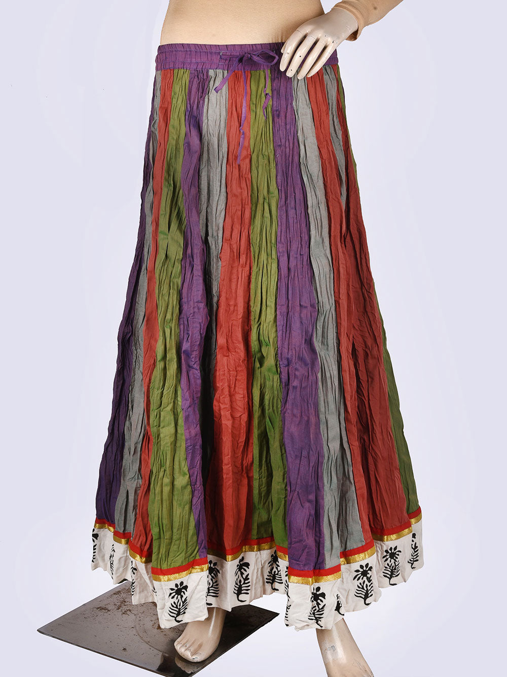 Plain Dyed Crinkled Cotton Mangalgiri 28 Kali Kalidaar Skirt