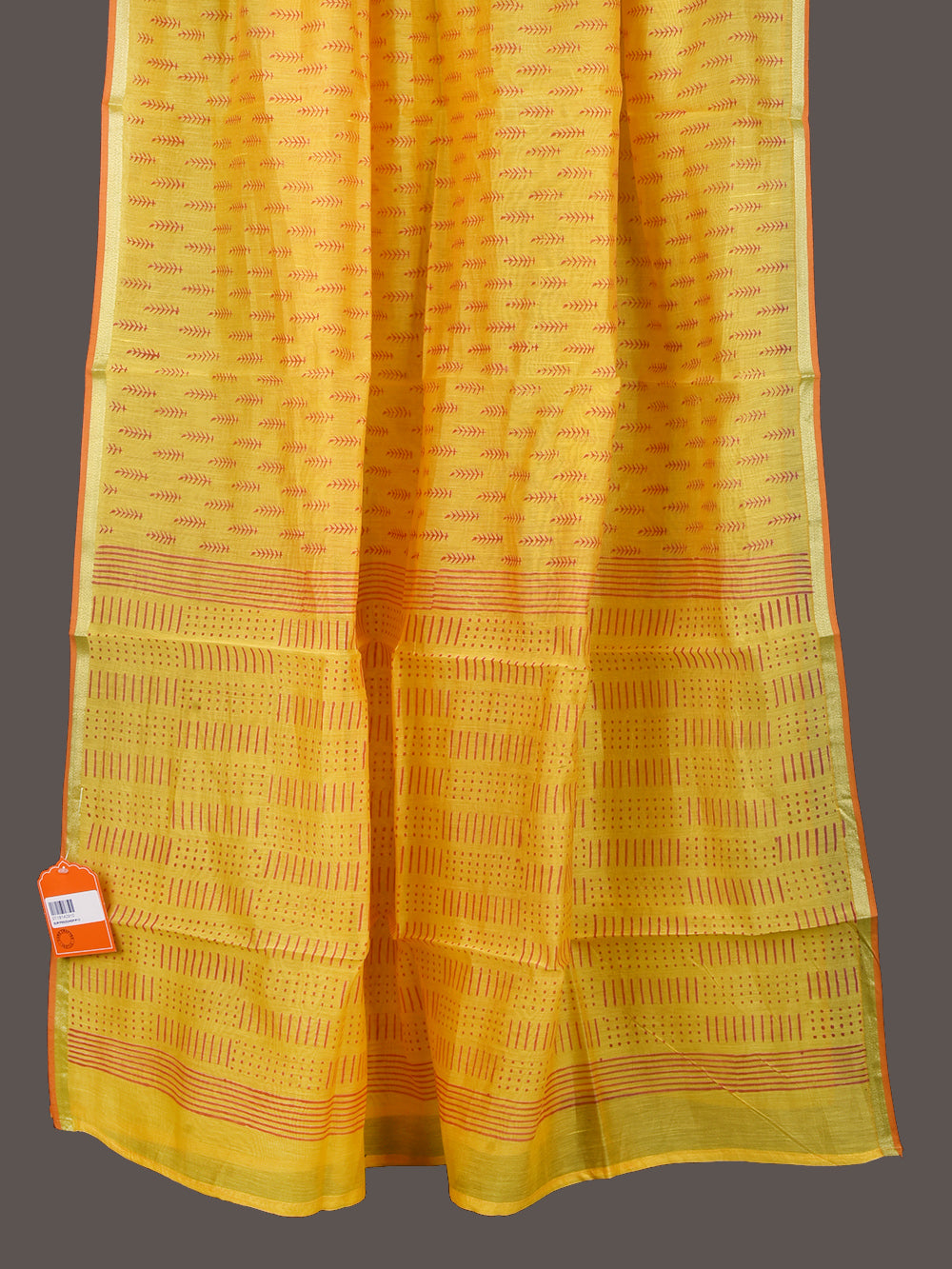 Yellow Choti Booti Hand Block Printed Mono Chanderi Dupatta