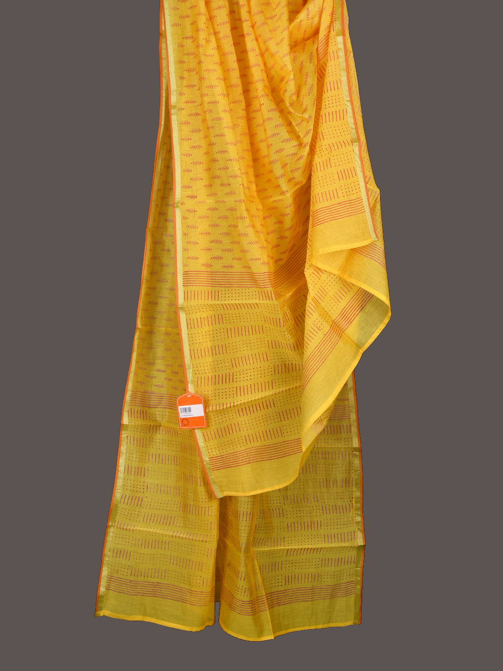 Yellow Choti Booti Hand Block Printed Mono Chanderi Dupatta