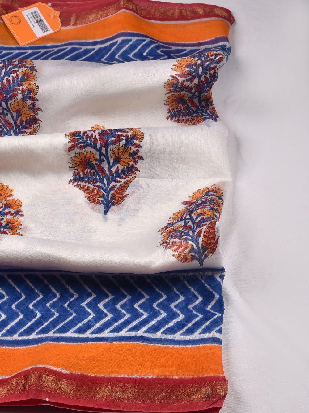 Mughal Boota Hand Block Printed Silk Cotton Chanderi Dupatta