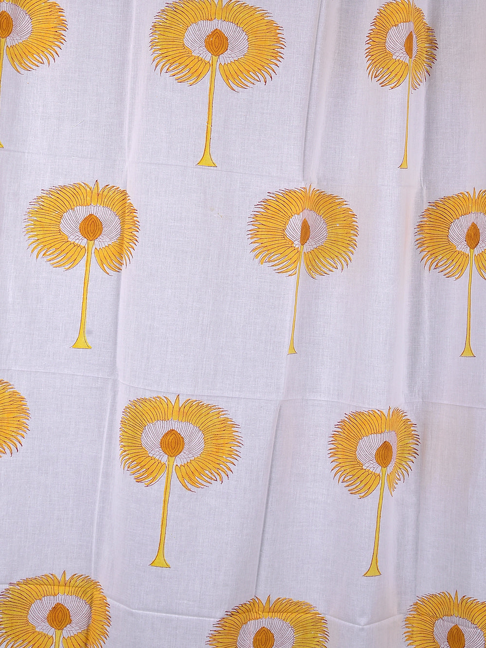 Hand Block Printed Yellow Suraj Mukhi Cotton Curtain Set