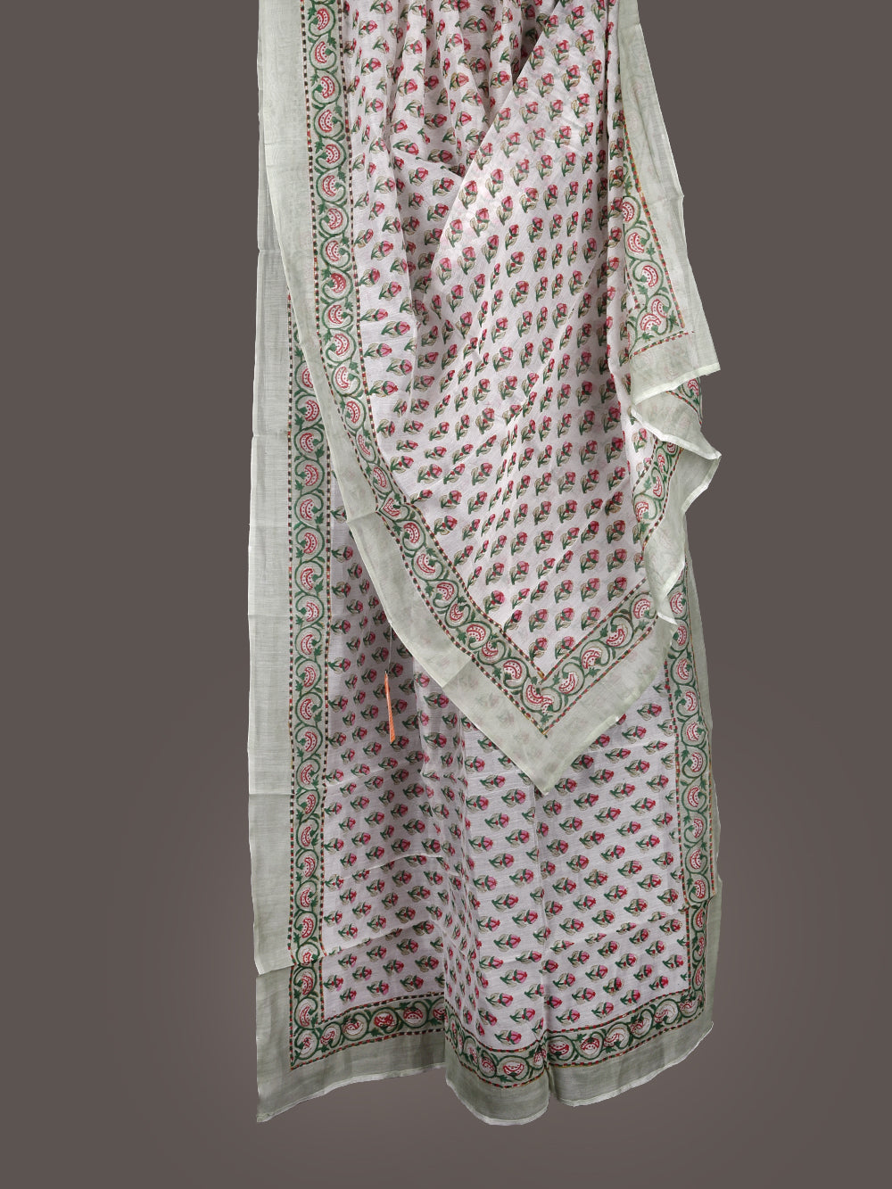 Mughal Booti Hand Block Printed Silk Cotton Chanderi Dupatta