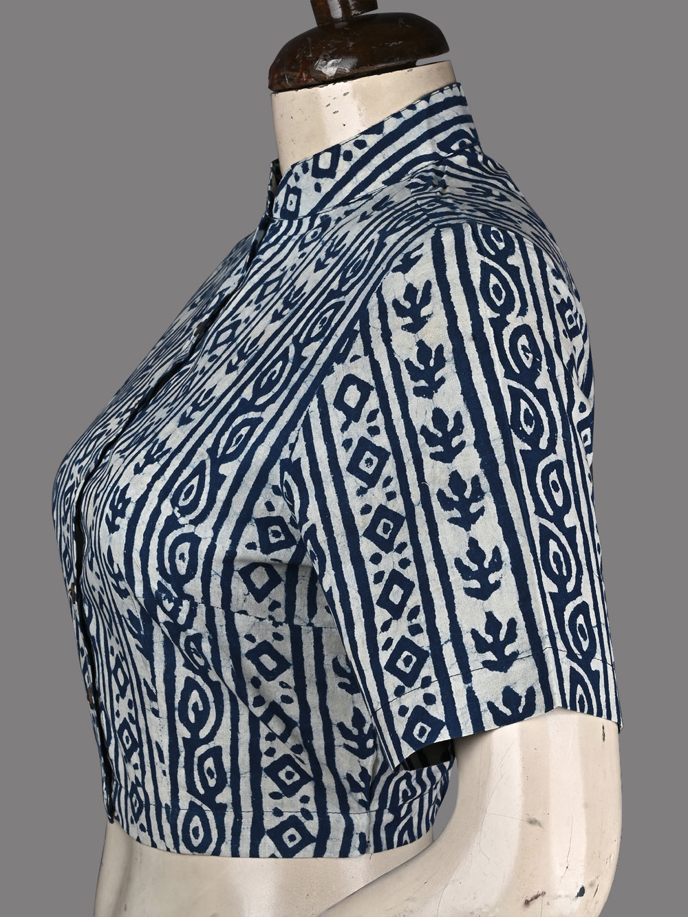 Indigo Daboo Antique Prints Hand Block Printed Cotton Blouse