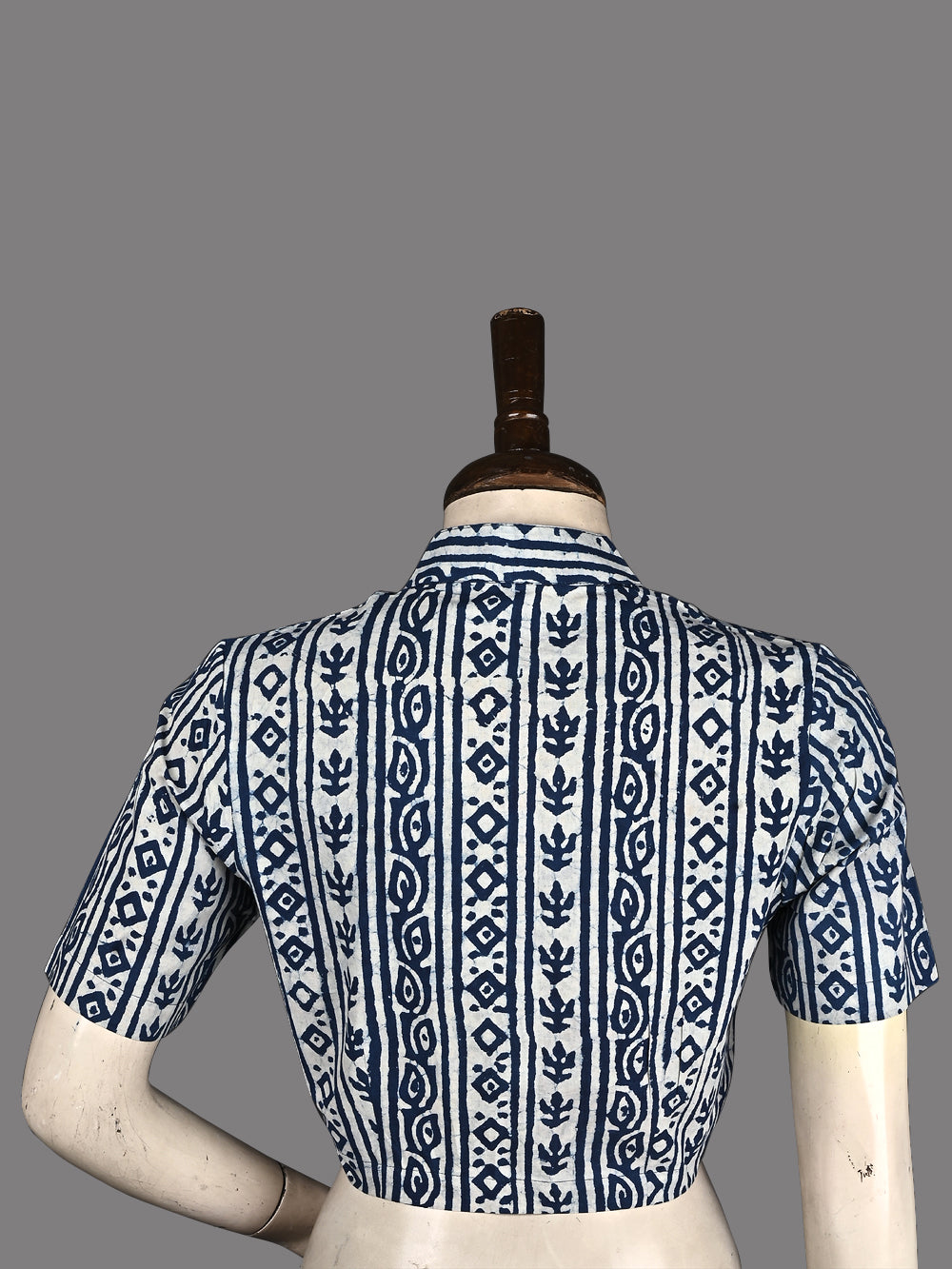 Indigo Daboo Antique Prints Hand Block Printed Cotton Blouse