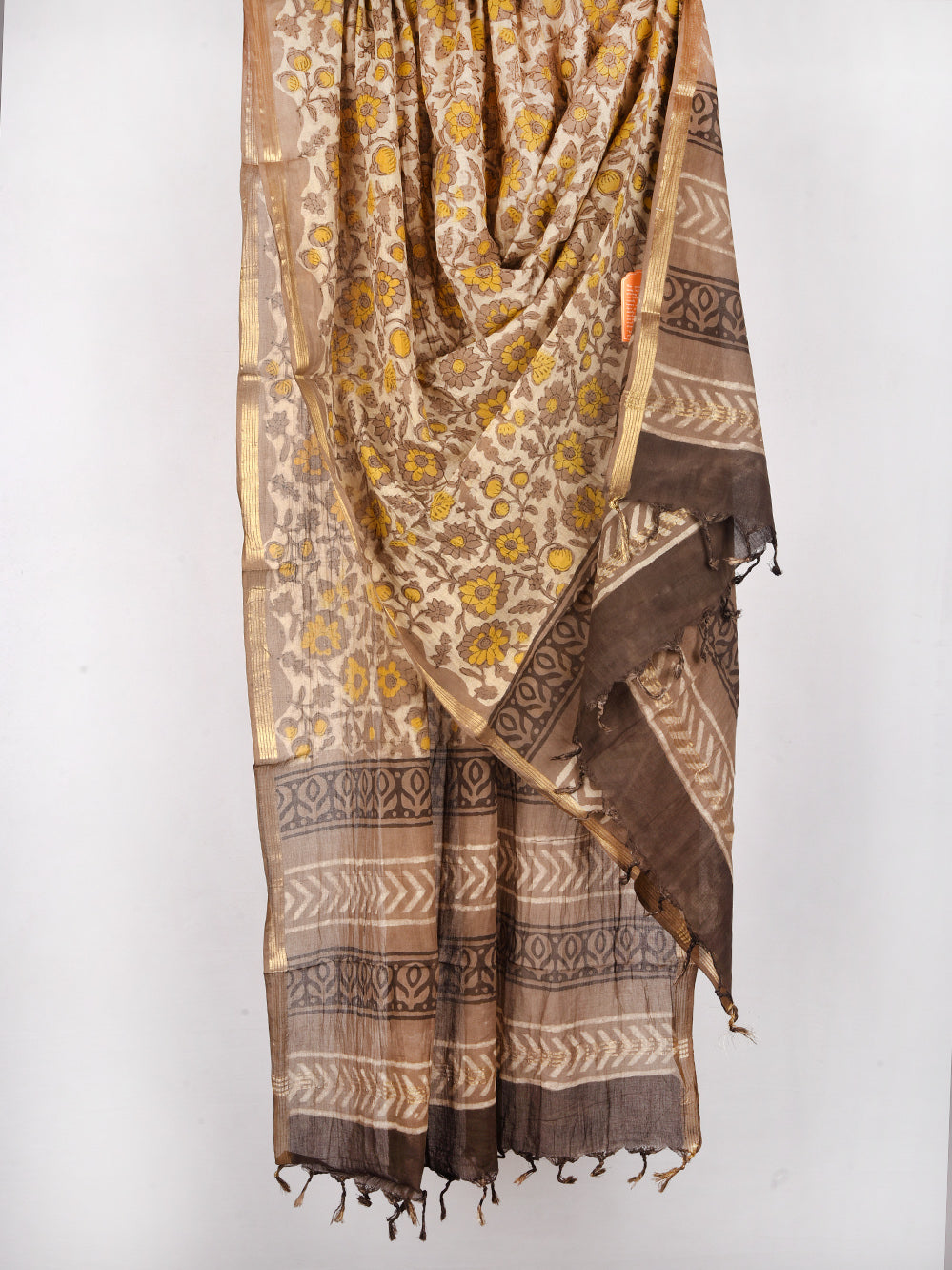 Multani Jaal Hand Block Printed Silk Cotton Chanderi Dupatta