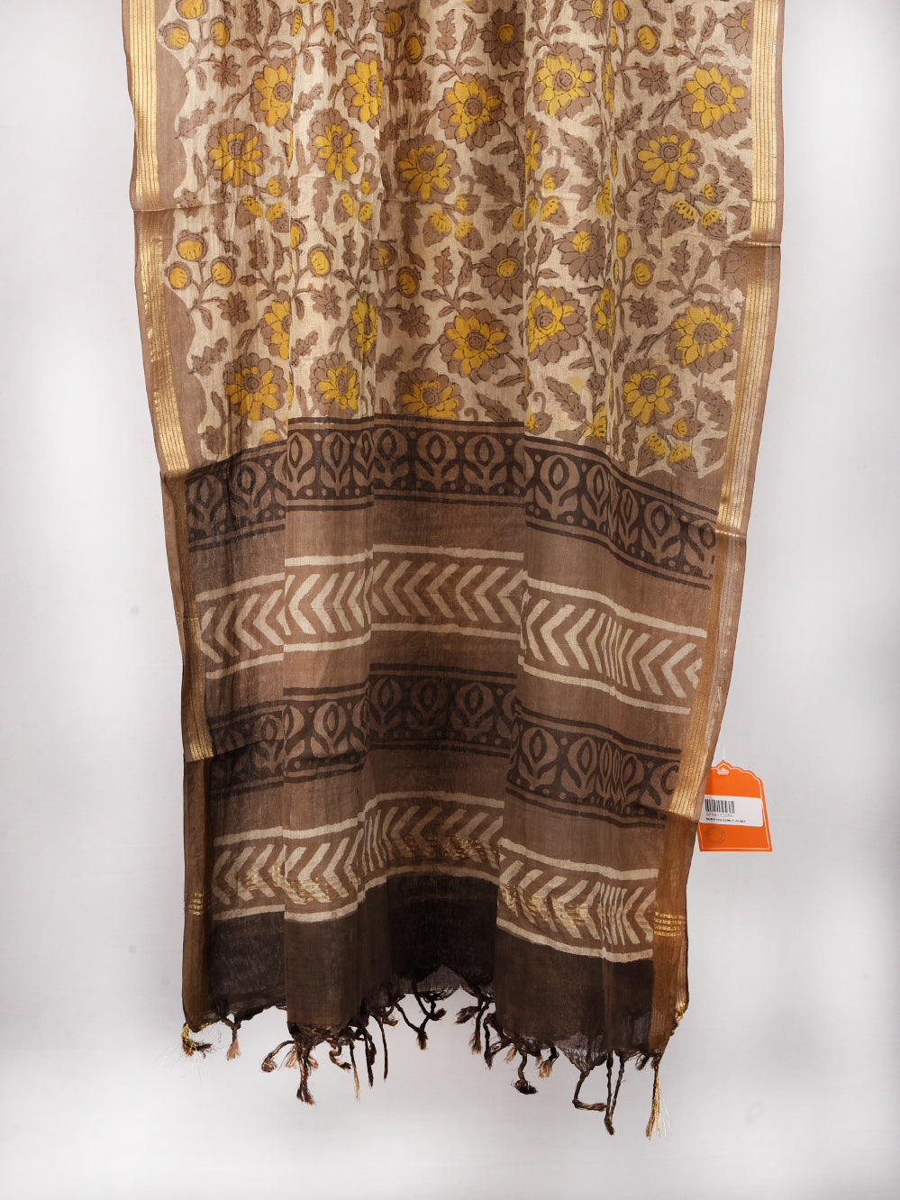 Multani Jaal Hand Block Printed Silk Cotton Chanderi Dupatta