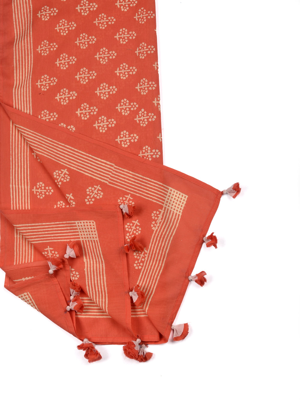 Coral Guldasta Cotton Voile Block Printed Stole