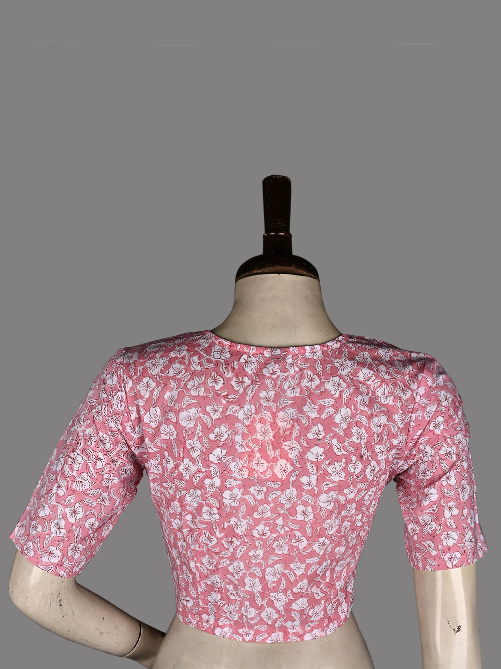 Pink Angrakha Hand Block Printed Cotton Blouse