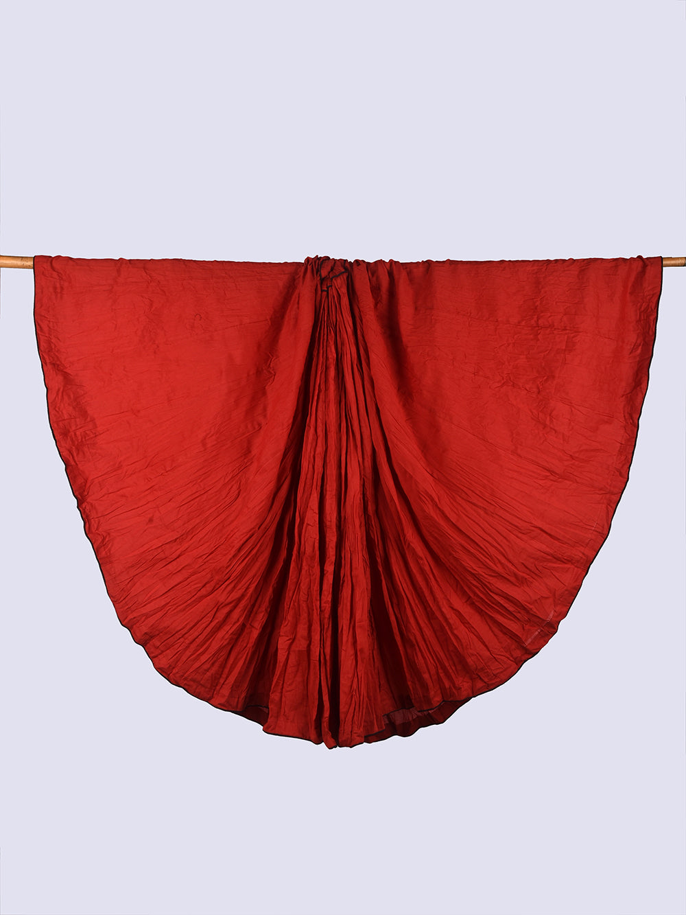 Plain Dyed Bagru Red Crinkled Cotton Mulmul 48 Kali Kalidaar Skirt