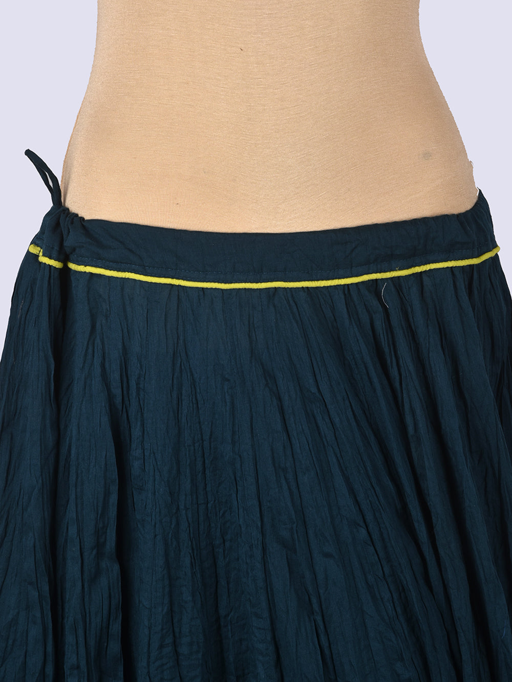 Plain Dyed Very Deep Green Crinkled Cotton Mulmul 48 Kali Kalidaar Skirt