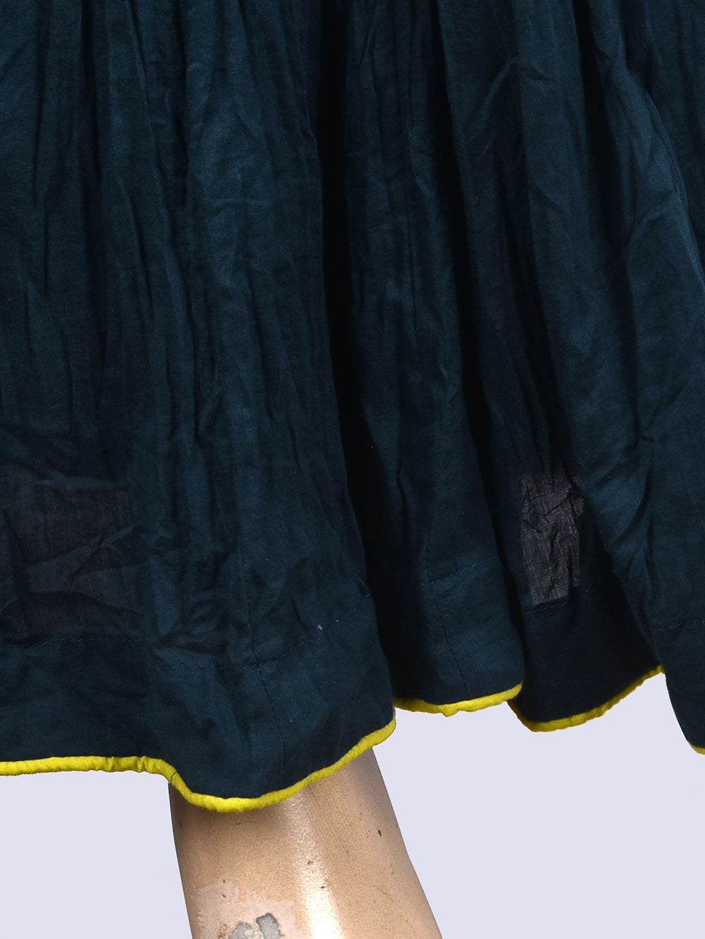 Plain Dyed Very Deep Green Crinkled Cotton Mulmul 48 Kali Kalidaar Skirt