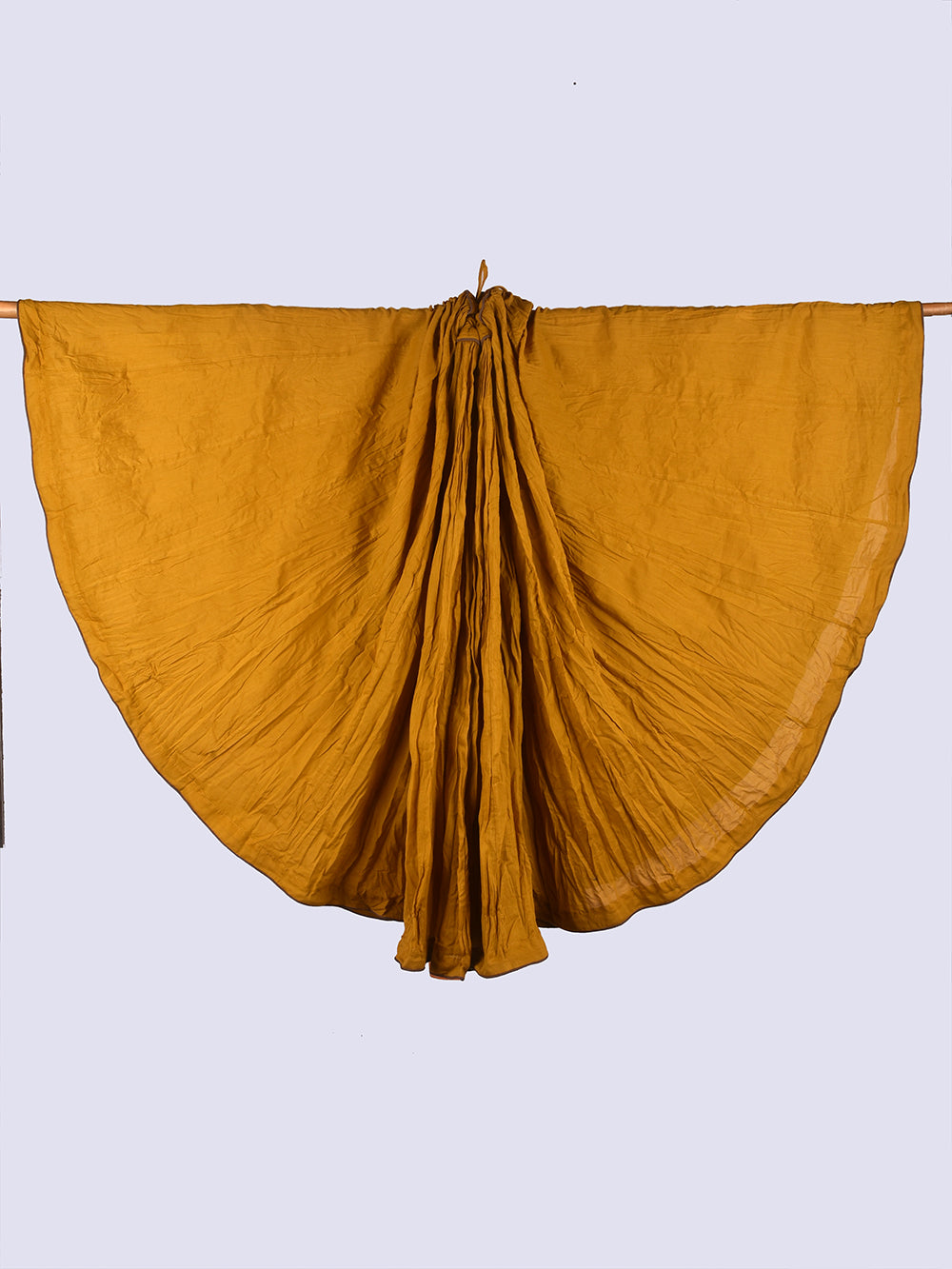 Plain Dyed Ochre Yellow Crinkled Cotton Mulmul 48 Kali Kalidaar Skirt