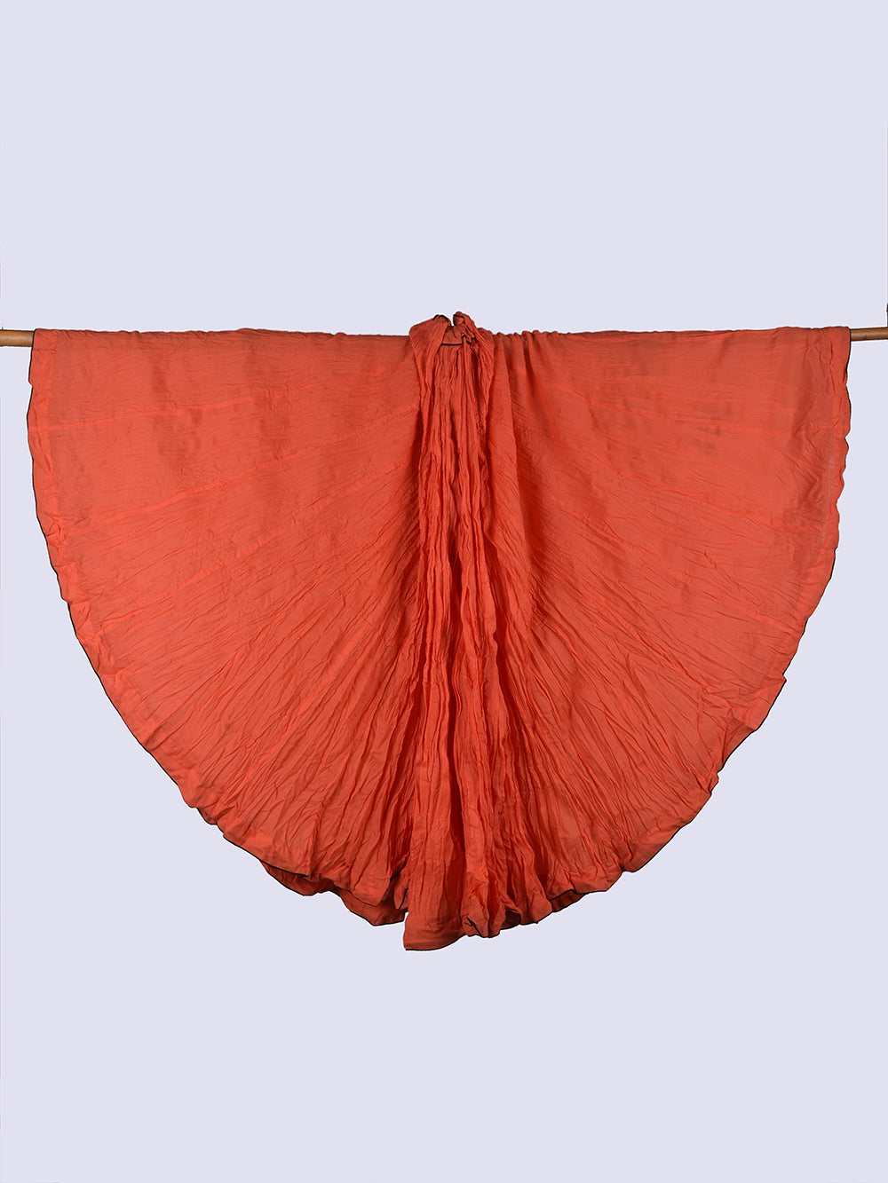 Plain Dyed Coral Pink Crinkled Cotton Mulmul 48 Kali Kalidaar Skirt