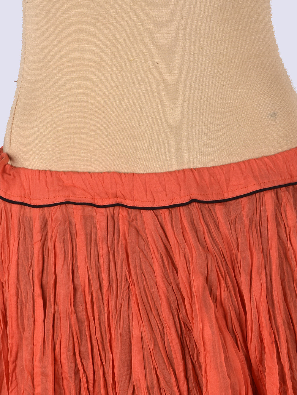 Plain Dyed Coral Pink Crinkled Cotton Mulmul 48 Kali Kalidaar Skirt