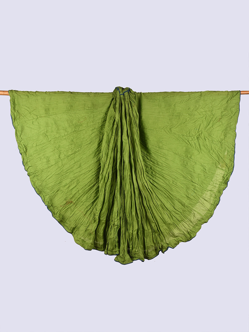 Plain Dyed Green Crinkled Cotton Mulmul 48 Kali Kalidaar Skirt