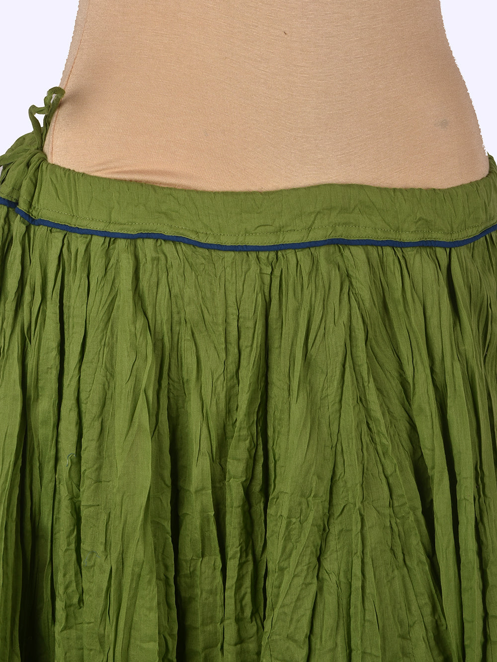 Plain Dyed Green Crinkled Cotton Mulmul 48 Kali Kalidaar Skirt