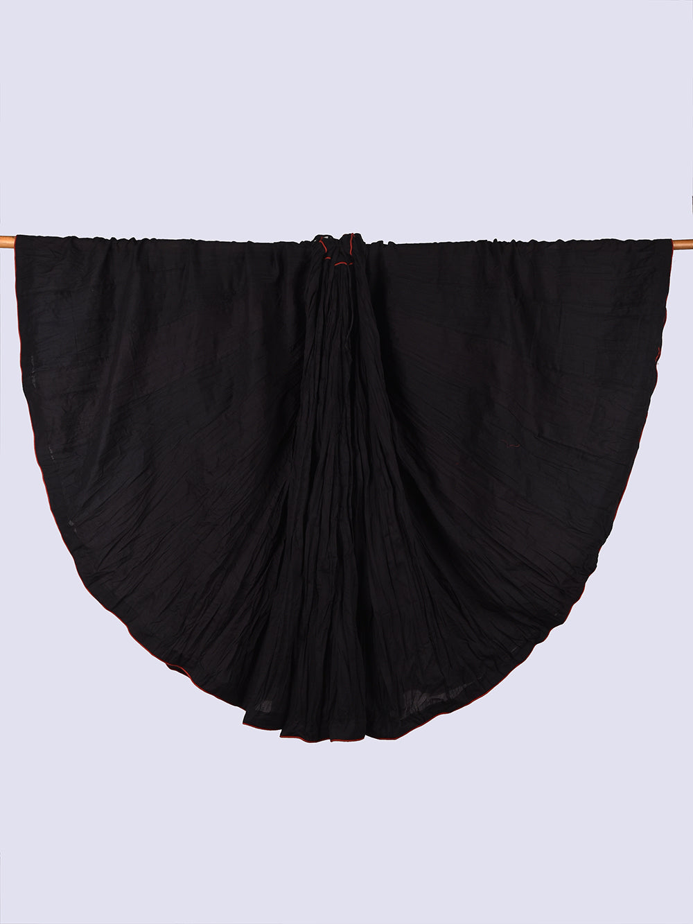 Plain Dyed Black Crinkled Cotton Mulmul 48 Kali Kalidaar Skirt