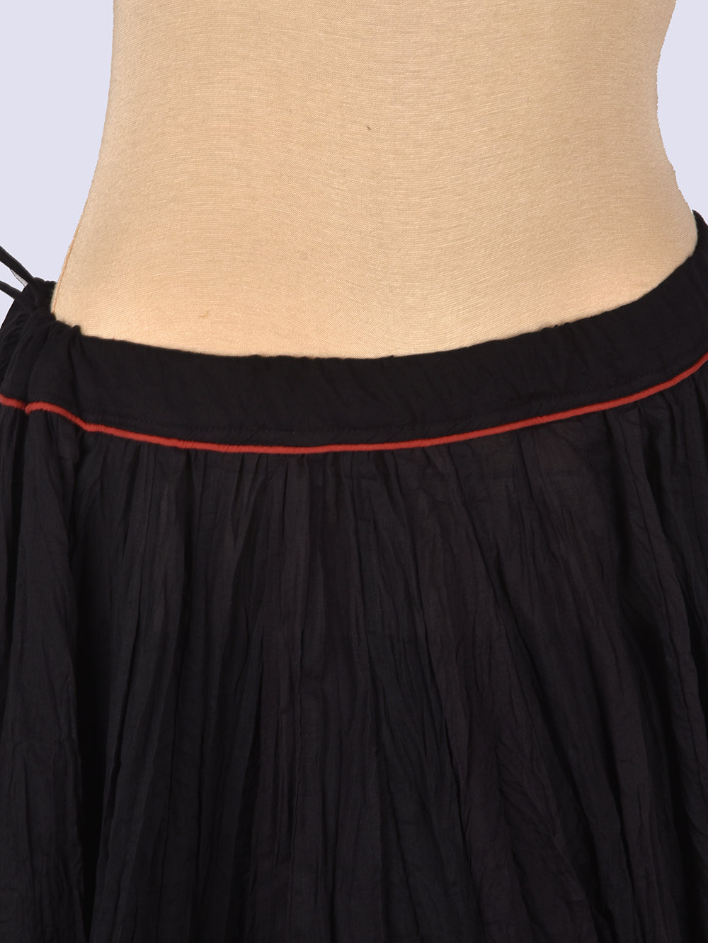 Plain Dyed Black Crinkled Cotton Mulmul 48 Kali Kalidaar Skirt