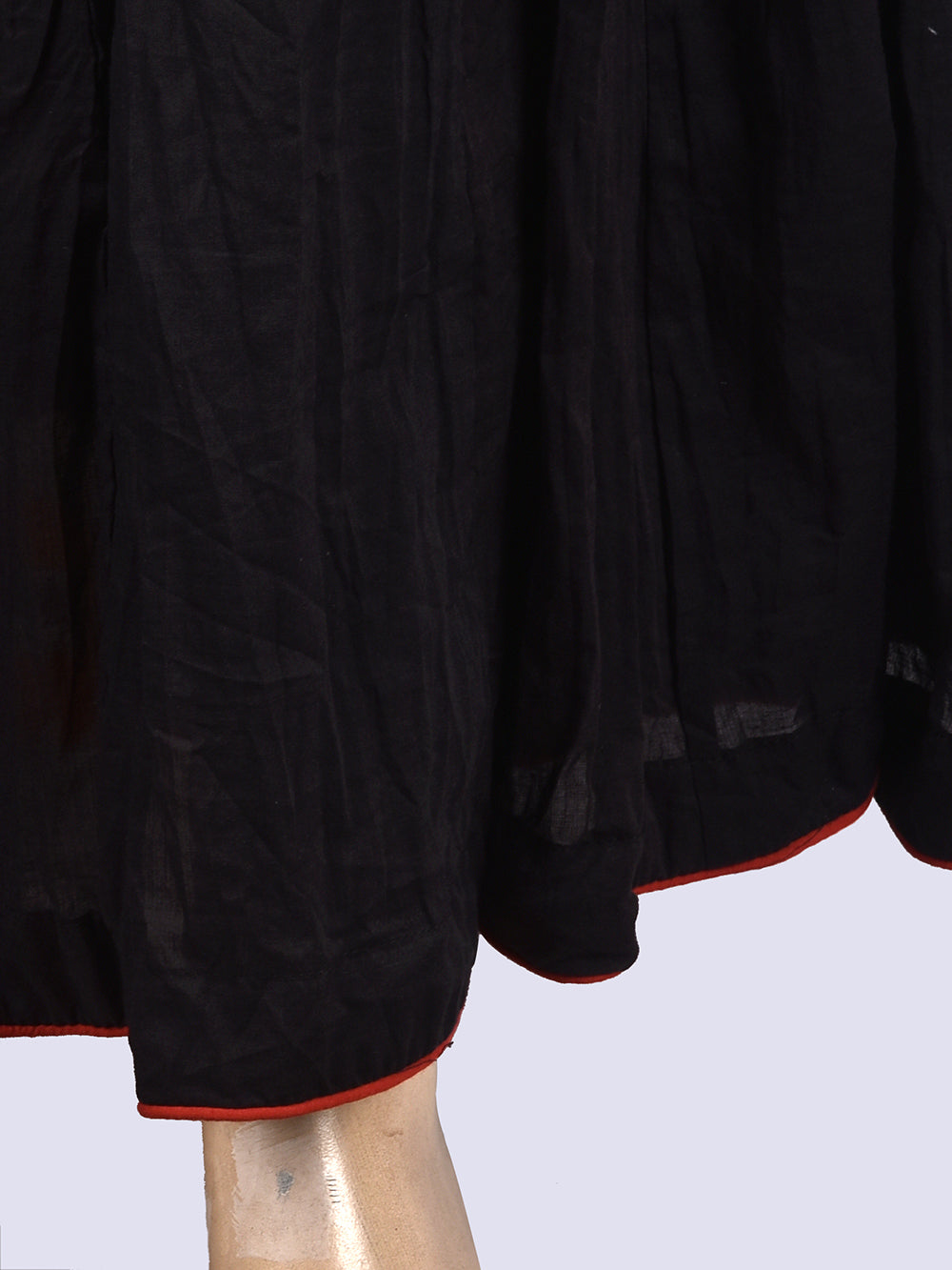 Plain Dyed Black Crinkled Cotton Mulmul 48 Kali Kalidaar Skirt