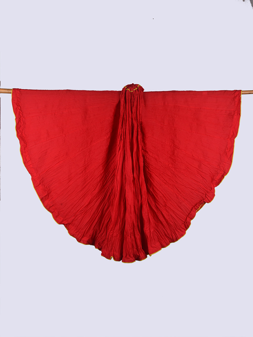 Plain Dyed Tomato Red Crinkled Cotton Mulmul 48 Kali Kalidaar Skirt