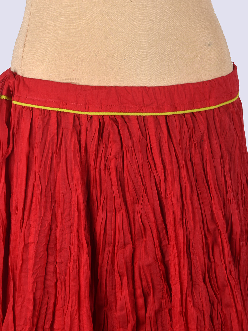 Plain Dyed Tomato Red Crinkled Cotton Mulmul 48 Kali Kalidaar Skirt