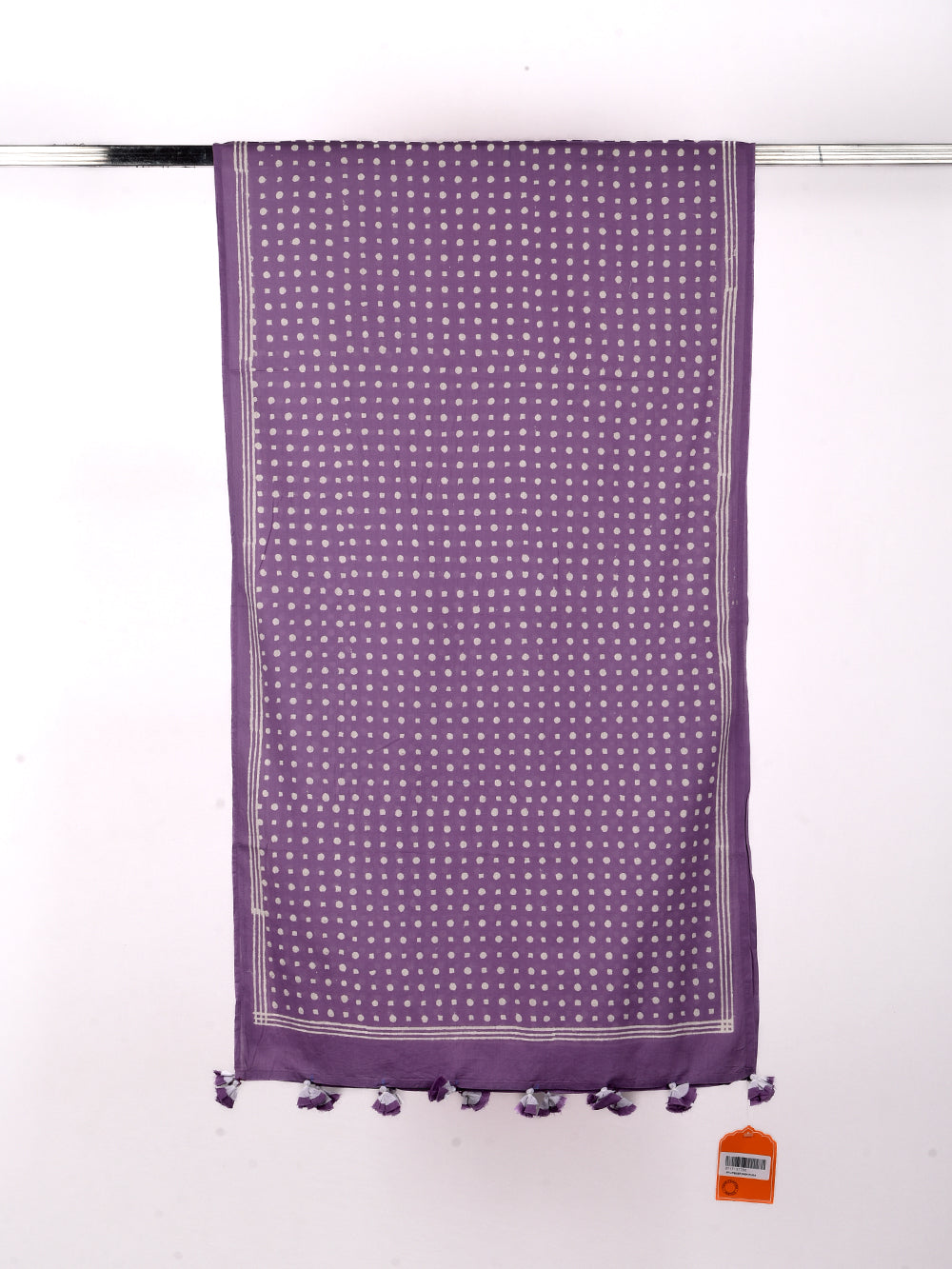 Dusty Violet Polka Dots Cotton Voile Block Printed Stole