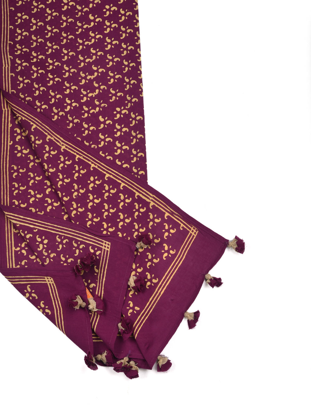 Burgundy Small Kairi Cotton Voile Block Printed Stole