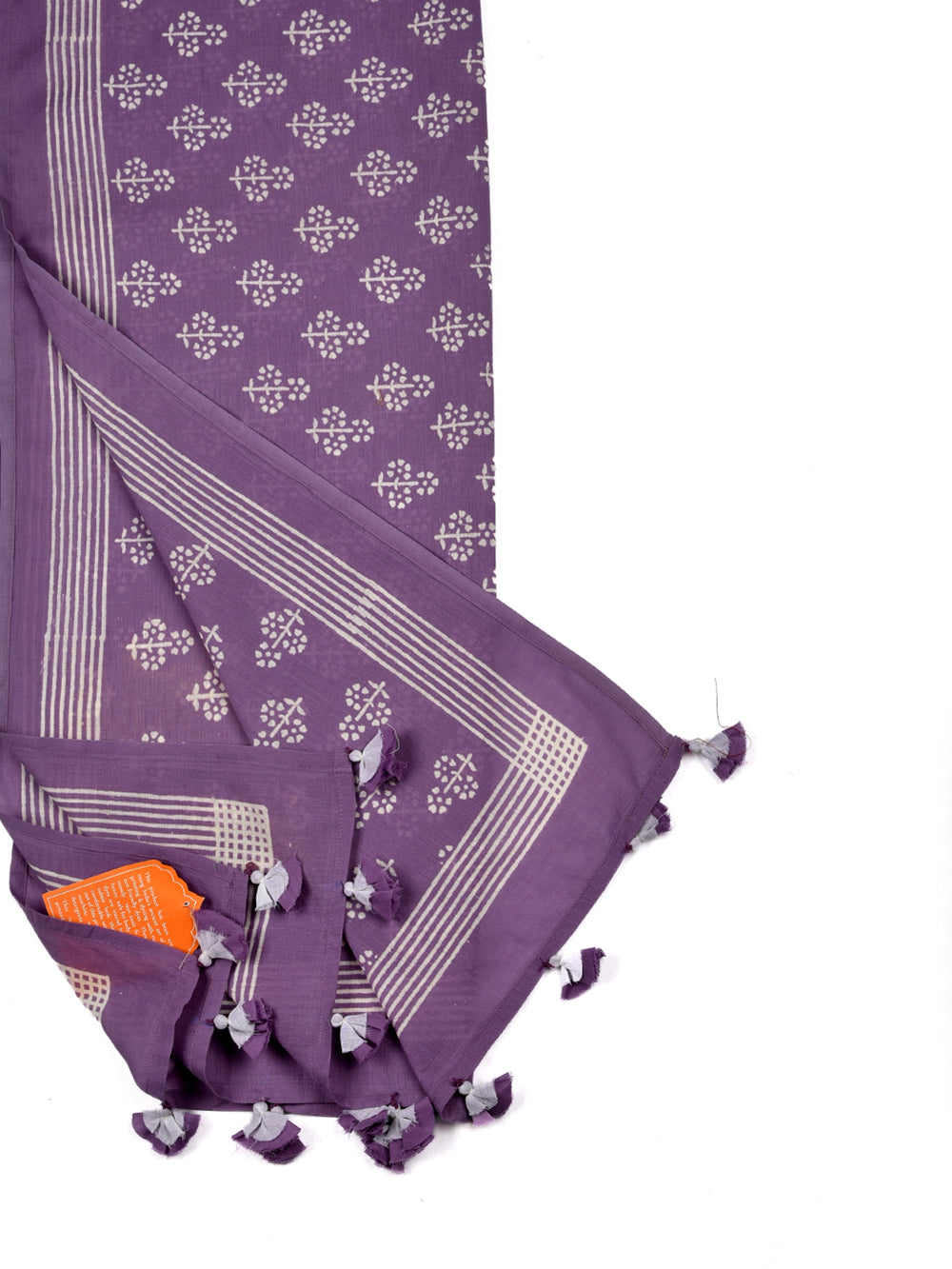 Dusty Violet Guldasta Cotton Voile Block Printed Stole