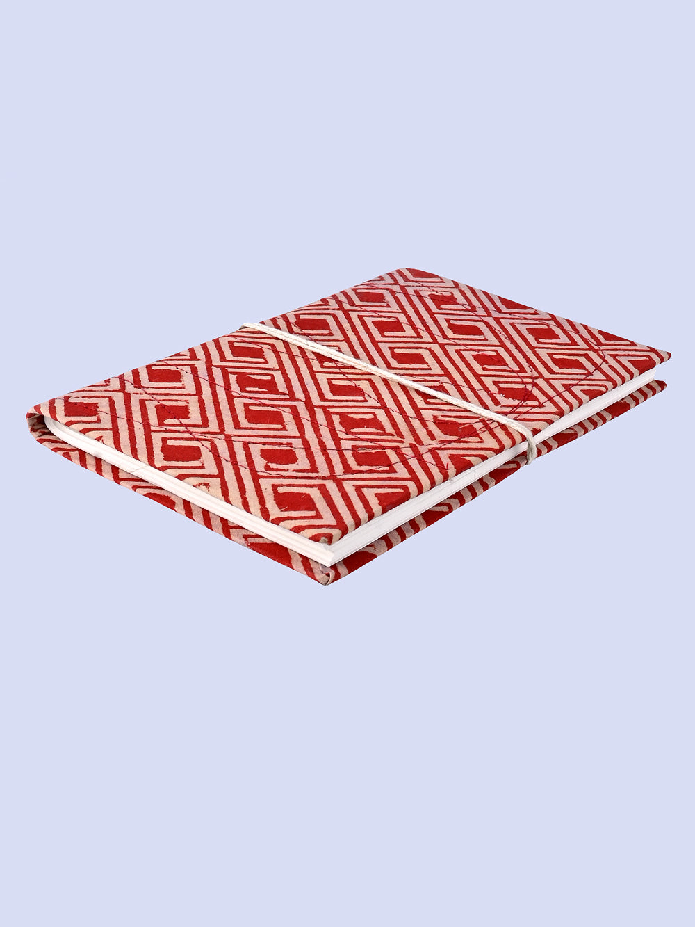 red maze geometric block printed traditonal notebook