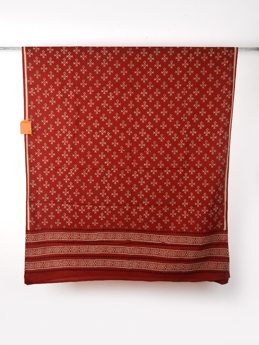 Deep Natural Red African Printed Cotton Dupatta