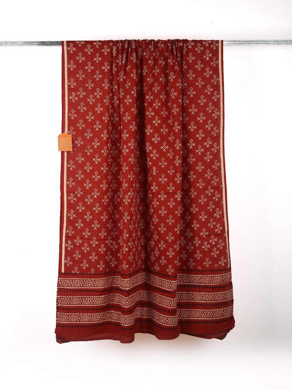 Deep Natural Red African Printed Cotton Dupatta