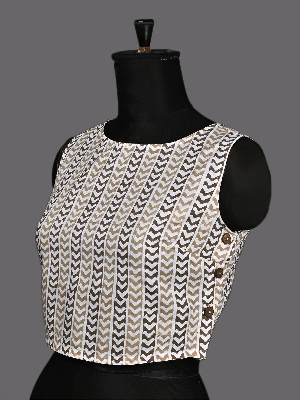 Arrow Sleeveless Hand Block Printed Cotton Blouse